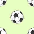 Football soccerball seamless pattern, tile hand drawn style vector doodle design illustrations