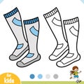 Football Socks, Coloring book for kids, sport equipment