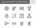 Football sport flat icons. Vector illustration with minimal icon - soccer, scoreboard, stopwatch, referee, field, judge