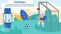 Football Sportsman Stand on Gate Horizontal Banner