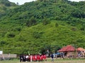 Football Stadion with mountain view