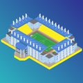 Football stadium in blue background in isometric Royalty Free Stock Photo