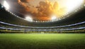 football stadium with crowd background sunset sky