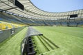 Football Stadium Dugout and Pitch Royalty Free Stock Photo