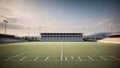 Football stadium with grass field and blue sky background, Vintage tone