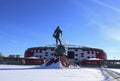 Football stadium Spartak Opening arena and a monument to the gladiator Spartacus