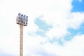 Football stadium spotlight and sky background, minimal style and copy space Royalty Free Stock Photo