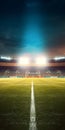 football stadium with sunset sky - generative Ai illustration