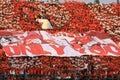 Football Supporters Pasoepati action while supporting his favorite team Persis Solo Royalty Free Stock Photo