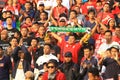 Football Supporters Pasoepati action while supporting his favorite team Persis Solo Royalty Free Stock Photo