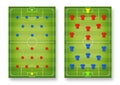 Football tactic board. Magnetic board with football field marking and magnetic pins and t-shirts Royalty Free Stock Photo