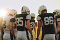 Football team talking on a field Royalty Free Stock Photo