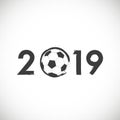 2019 football tournament with abstract soccer ball