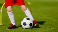 Football Training for Kids. Junior Soccer Training Session Outdo