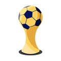 Football Trophy cup design on white background flat icon design. Gold champion cup. Award sign vector and illustration.