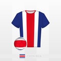 Football uniform of national team of Costa Rica with football ball with flag of Costa Rica. Soccer jersey and soccerball with flag Royalty Free Stock Photo