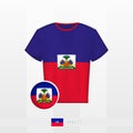 Football uniform of national team of Haiti with football ball with flag of Haiti. Soccer jersey and soccerball with flag