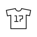Football uniform t shirt icon. simple illustration outline style sport symbol.