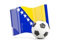 Football with waving flag of bosnia and herzegovina isolated