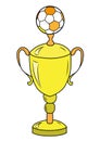 Football winner champion gold cup in cartoon style