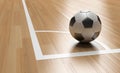 Football on Wooden Court Floor Corner