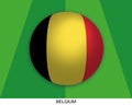 Football World championship with Belgium flag made round as soccer ball on a playing grass Royalty Free Stock Photo