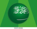 Football World championship with flag of Saudi Arabia made round as soccer ball on a playing grass