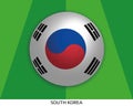 Football World championship with flag of South Korea made round as soccer ball on a playing grass Royalty Free Stock Photo