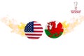 Football world cup 2022 United states vs wales flags in a soccer ball