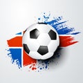 Football world or european championship with splash brush background, ball and cool iceland flag colors.