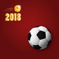 Football World 2018 , gold soccer on red background , vector