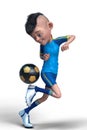 Footballer boy cartoon is playing football Royalty Free Stock Photo