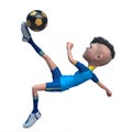 Footballer boy cartoon is playing football Royalty Free Stock Photo