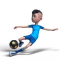 Footballer boy cartoon is playing football Royalty Free Stock Photo