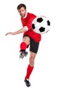 Footballer cut out on white Royalty Free Stock Photo