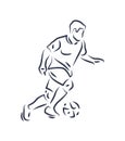 Footballer Running with Ball Vector Illustration