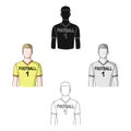 Footballer.Professions single icon in cartoon,black style vector symbol stock illustration web. Royalty Free Stock Photo