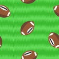 Footballs on field seamless pattern