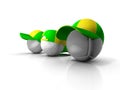 Footballs with green and yellow hat