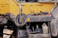 Running board of the big yellow bulldozer