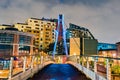 Footbridge across the Aire River in Leeds, England Royalty Free Stock Photo