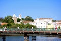 Footbridge across river with town to the rear, Tavira.