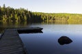 Footbridge on Alphonse Lake in La Mauricie National Park Royalty Free Stock Photo