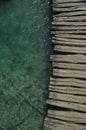 Footbridge and bridges in Plitvice Lakes National Park in Croatia. Holiday Royalty Free Stock Photo