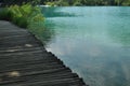 Footbridge and bridges in Plitvice Lakes National Park in Croatia. Royalty Free Stock Photo