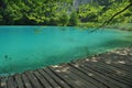 Footbridge and bridges in Plitvice Lakes National Park in Croatia. Royalty Free Stock Photo