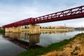 Footbridge called Pont de Ferrocarril over Ebre. Tortosa Royalty Free Stock Photo