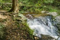 Footbridge and Falling Water Creek Royalty Free Stock Photo