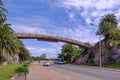 Footbridge from green Canteras Del Parque Rodo park to Plaza Del Carnaval square, Montevideo, Uruguay