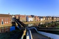 Footbridge leading to a new housing estate Royalty Free Stock Photo